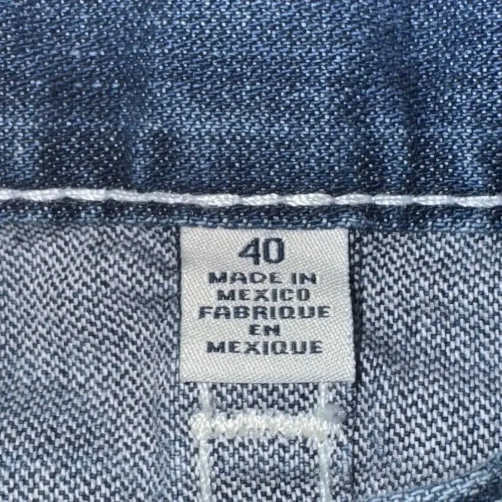 True Religion Mens 40 Skinny Fit Jeans Blue Distressed Denim‎ Designer USA